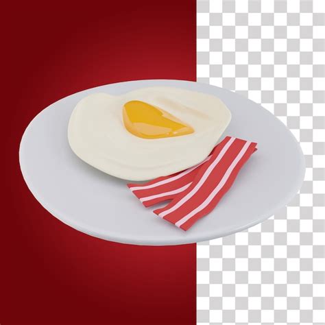 Premium PSD | Scrambled eggs and sliced meat 3d icon