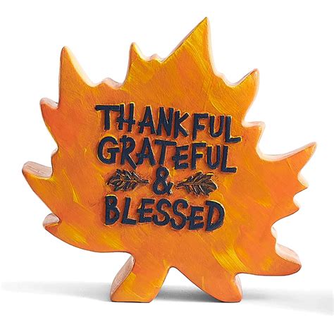 Thankful Grateful & Blessed Fall Resin Leaf