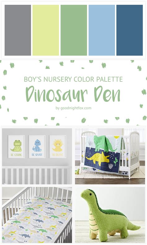 Dinosaur Boy Nursery Color Palette — Goodnight Fox | Baby boy room nursery, Boy nursery colors ...