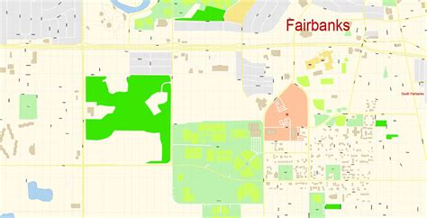 Fairbanks PDF Vector Map large area Alaska US Extra detailed City Plan editable Adobe PDF Street ...