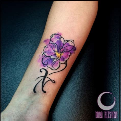 Violet Flower Tattoo Watercolor