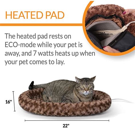 Heated Cat Pad with Orthopedic Foam Base