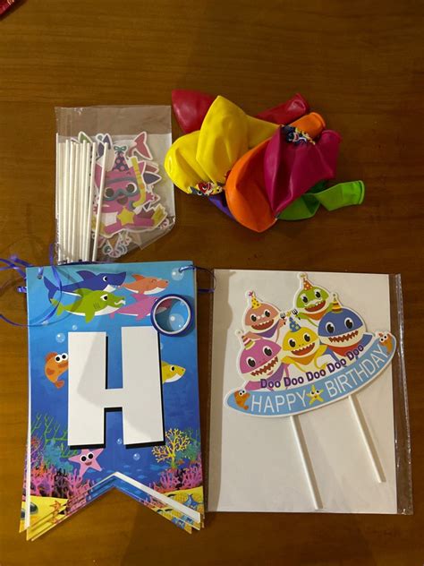 Baby shark theme birthday decorations, Hobbies & Toys, Stationery ...