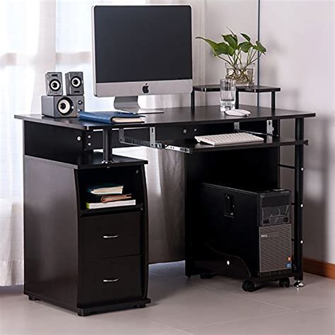 Veryke Multi-Function Computer Desks, Office Desk Table with Keyboard Tray and Drawers for Home ...