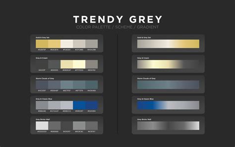 Grey color palettes, color schemes, color gradients. Set of modern web design color elements for ...