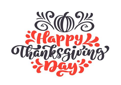 Happy Thanksgiving Calligraphy Text with pumpkin, vector Illustrated Typography Isolated on ...