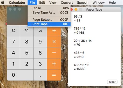 How to show a paper tape for the Mac Calculator app