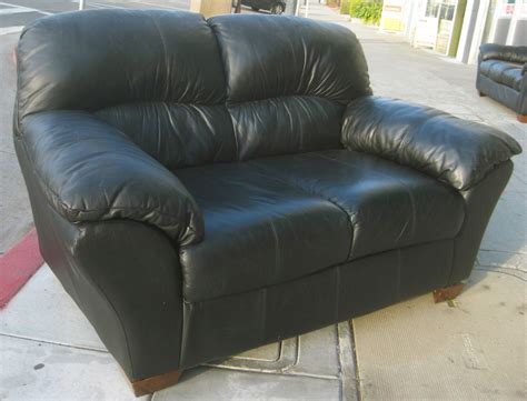 UHURU FURNITURE & COLLECTIBLES: SOLD - Black Leather Sofa & Loveseat