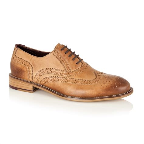 Mens Gatsby Brogue Shoe in Tan leather - London Brogues