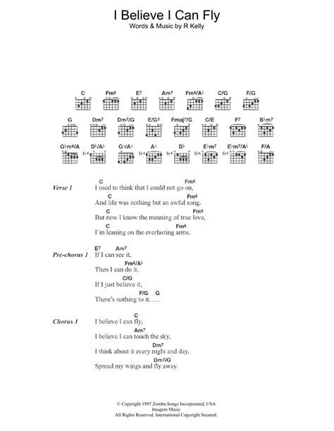 I Believe I Can Fly by R. Kelly Sheet Music for Guitar Chords/Lyrics at Sheet Music Direct