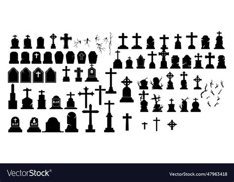 Collection of halloween grave silhouette Vector Image