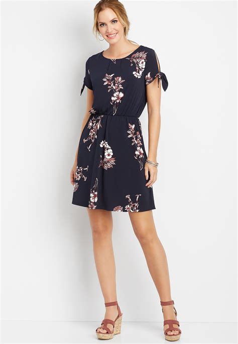 Maurices Womens Pleated Front Floral Dress Blue - Size X Large | Floral ...