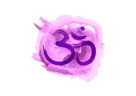 Om, Aum colorful symbol, purple watercolor style. Om ink icon Chinese Calligraphy. Samsara logo ...