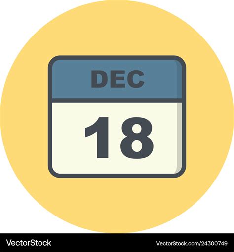 December 18th date on a single day calendar Vector Image