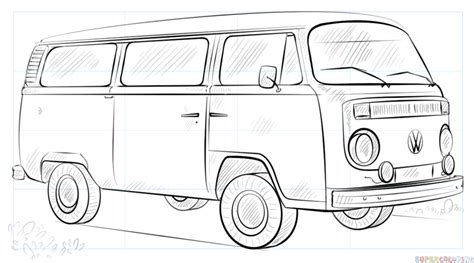 Como desenhar uma Kombi | Tutorial de desenho passo a passo