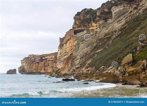 The Cliff In Nazare, Where The Most Famous Lighthouse In The World Is Located Stock Image ...