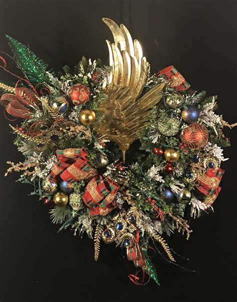 Elegant Large Lighted Christmas Wreath,jeweled Ornaments,angel Wing Christmas Wreath,angel ...