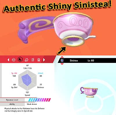 Pokemon Sword/Shield 6IV Antiqu/Authentic SINISTEA Ultra Shiny Pokemon ...