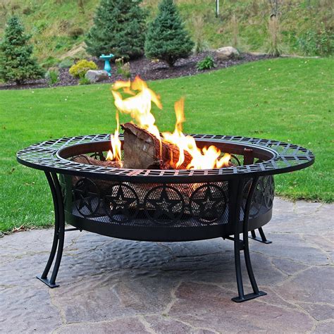 Sunnydaze 40 Inch Four Star Large Fire Pit Table with Spark Screen | Wood burning fire pit, Wood ...