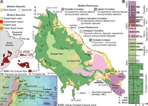 1 -(A) Simplified geological map of Trindade Island (TI) and lineament... | Download Scientific ...