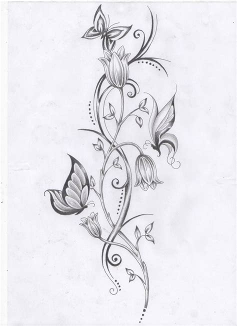 Flower vine and Butterflies by Ashtonbkeje on DeviantArt | Blumenranken tattoo, Blumen tattoo ...