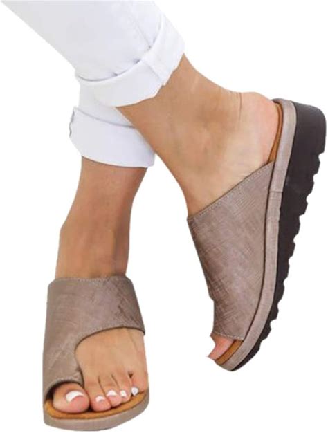 Bclaer72 Women Orthotic Sandals with Arch Support, PU leather Soft Orthotic Sandals for Plantar ...