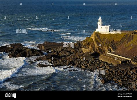 Hartland Point Lighthouse on the Hartland Peninsular near Hartland, Devon, England Stock Photo ...