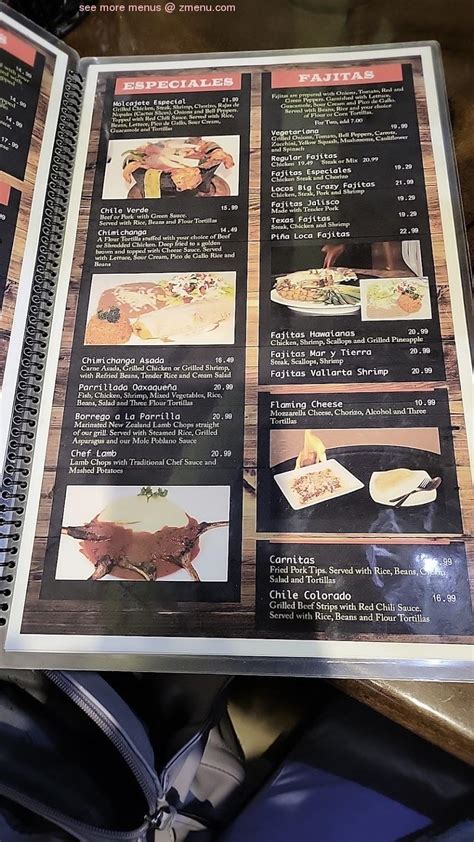 Menu at Jose Locos restaurant, Springfield, 853 N Glenstone Ave