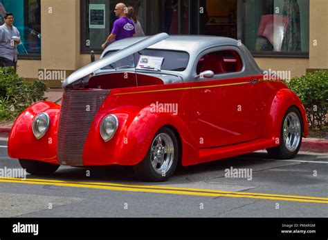 Red 1937 Ford coupe hot rod Stock Photo - Alamy