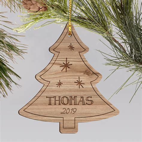 Personalized Christmas Tree Wooden Holiday Ornament | GiftsForYouNow