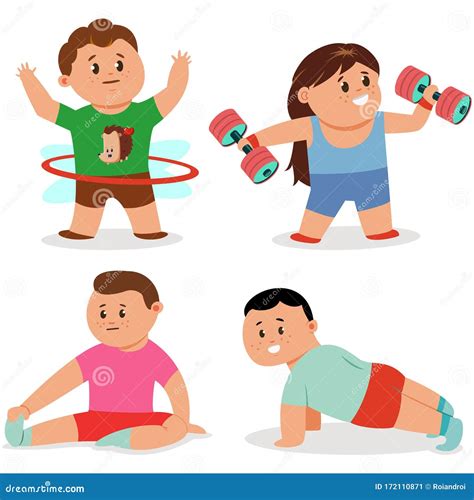 Kids Exercising Cartoon