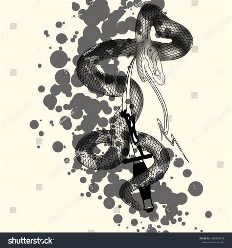 Snake Knife Sketch Tattoo Stock Illustration 1899939478 | Shutterstock