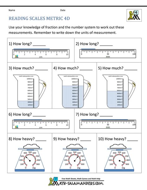 4th Grade Measurement Worksheets