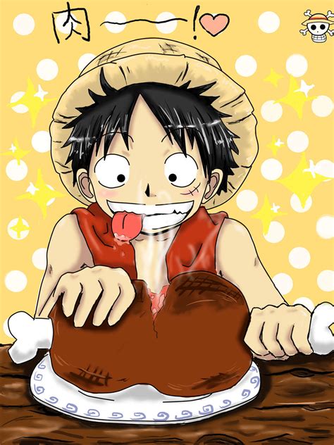 Luffy with meat by MaikaPiano on DeviantArt