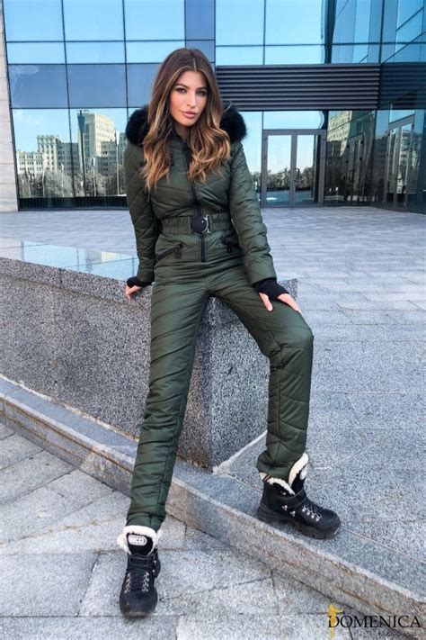 Women Ski Jumpsuit Olive Dark Green Ski One Piece Suit Ski - Etsy