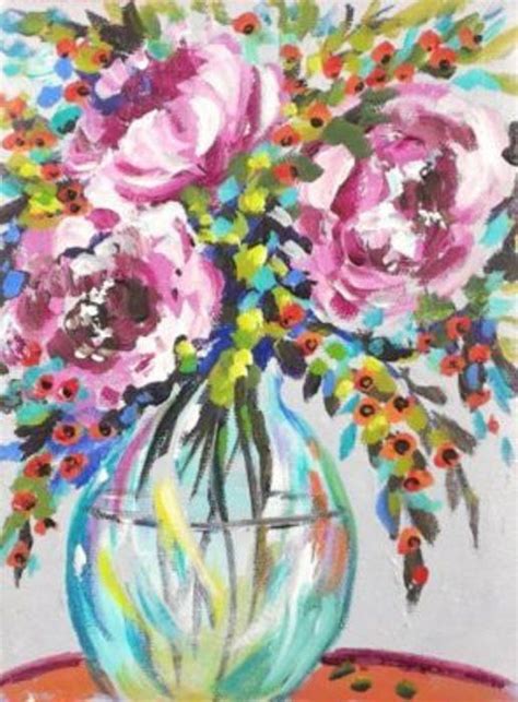 Abstract Flowers in a Vase 1 cookie Academy acrylic painting lesson by Ginger Cook | Abstract ...