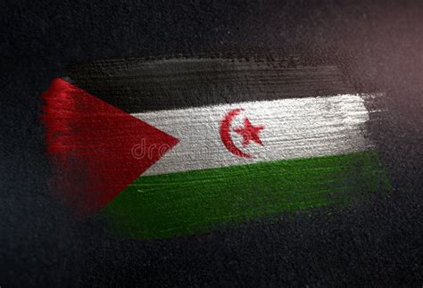 Sahrawi Flag Made of Metallic Brush Paint on Grunge Dark Wall Stock ...