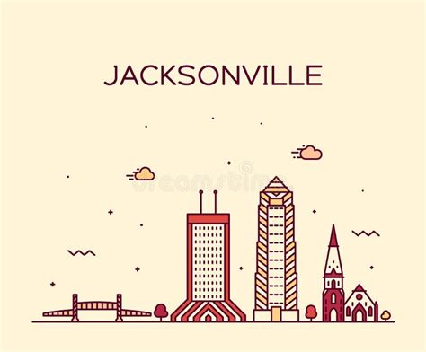 Jacksonville Skyline, Monochrome Silhouette. Stock Vector ...