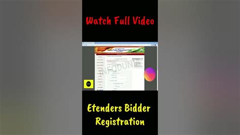 Etenders Bidder Registration #shorts #shortvideo #shortsfeed # ...