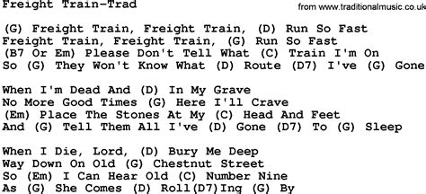 Country Music:Freight Train-Trad Lyrics and Chords