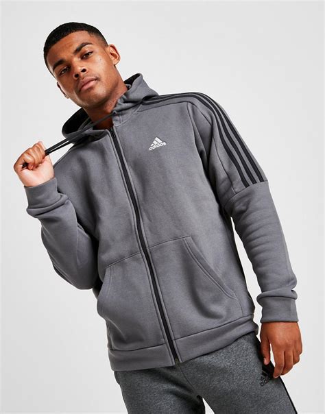 adidas Cotton Energize Full Zip Hoodie in Grey/Black (Gray) for Men - Lyst