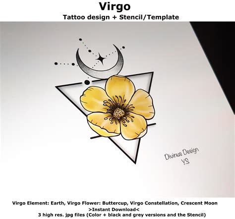 Virgo Horoscope Flower Tattoo Tattoo Design and Tattoo | Etsy