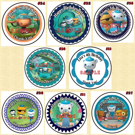 Octonauts Birthday Stickers 1 Sheet Round Personalized You Choose Size ...