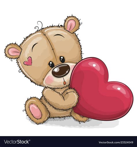 Cute teddy bear with heart vector image on VectorStock | Osos de peluche, Lindos osos de peluche ...