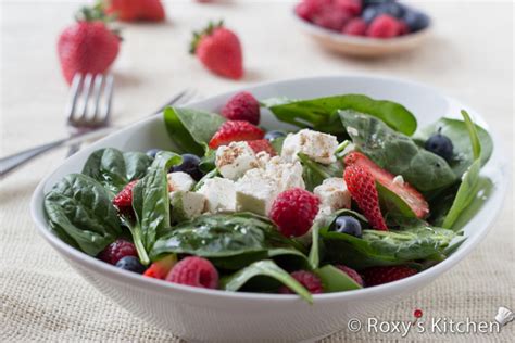 5-Ingredient Spinach Salad with Berries and Feta Cheese - Roxy's Kitchen