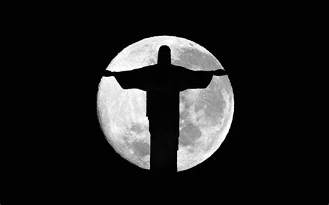 Download imagens Cristo Redentor, mínimo, lua, silhueta da estátua ...