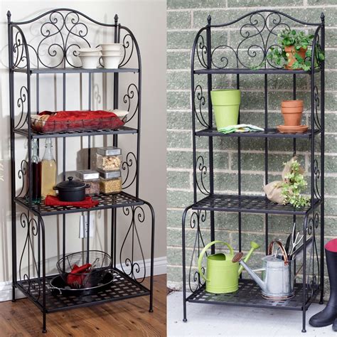 Indoor / Outdoor Folding Metal Bakers Rack Plant Stand with 4 Shelves | Bakers rack, Glass ...