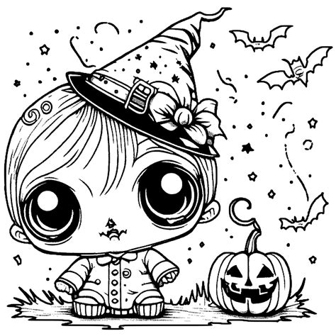 Halloween Coloring Page Sweet Big Eyes · Creative Fabrica