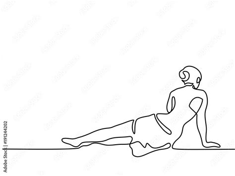 Continuous line drawing. Beautiful woman woman lying on her side. Vector illustration Stock ...