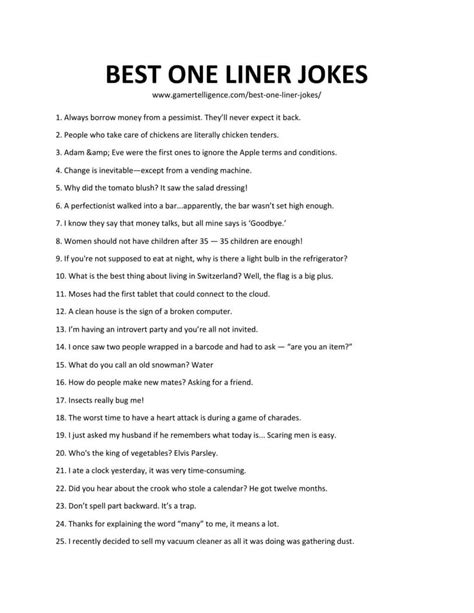 28 Best One Liner Jokes - This is the only list you need.